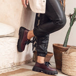 Lace-Up Chunky Sole Burgundy Shoes